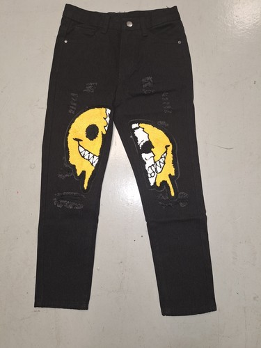 NEW Boys Smile Face Jeans Size 8 Youth Denim Black Pants Bottoms - Picture 2 of 5