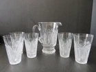 Vintage Waterford Crystal Pitcher & 5 Highball Glasses Dunmore Pattern - Retired