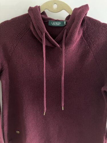 Ralph Lauren Green Label Sport Plum Colored Hooded Sweater Size Large - Picture 2 of 13