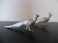 A Vintage Pair of White Metal Peacock  Ornaments, Menu / Place Card Holders