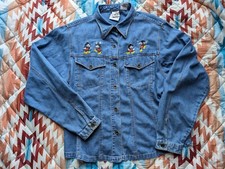 Vintage Disney Store Jacket Women's XL Embroidered Mickey Mouse 90s Trucker