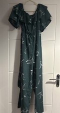 Women’s Green Leaves Jumpsuit with belt  Medium 