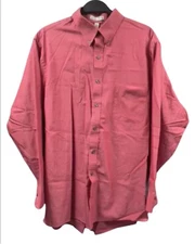 VTG 80’s Geoffrey Beene Mens Large Shirt Red Wrinkle Free Dressy 2 Ply Pinpoint
