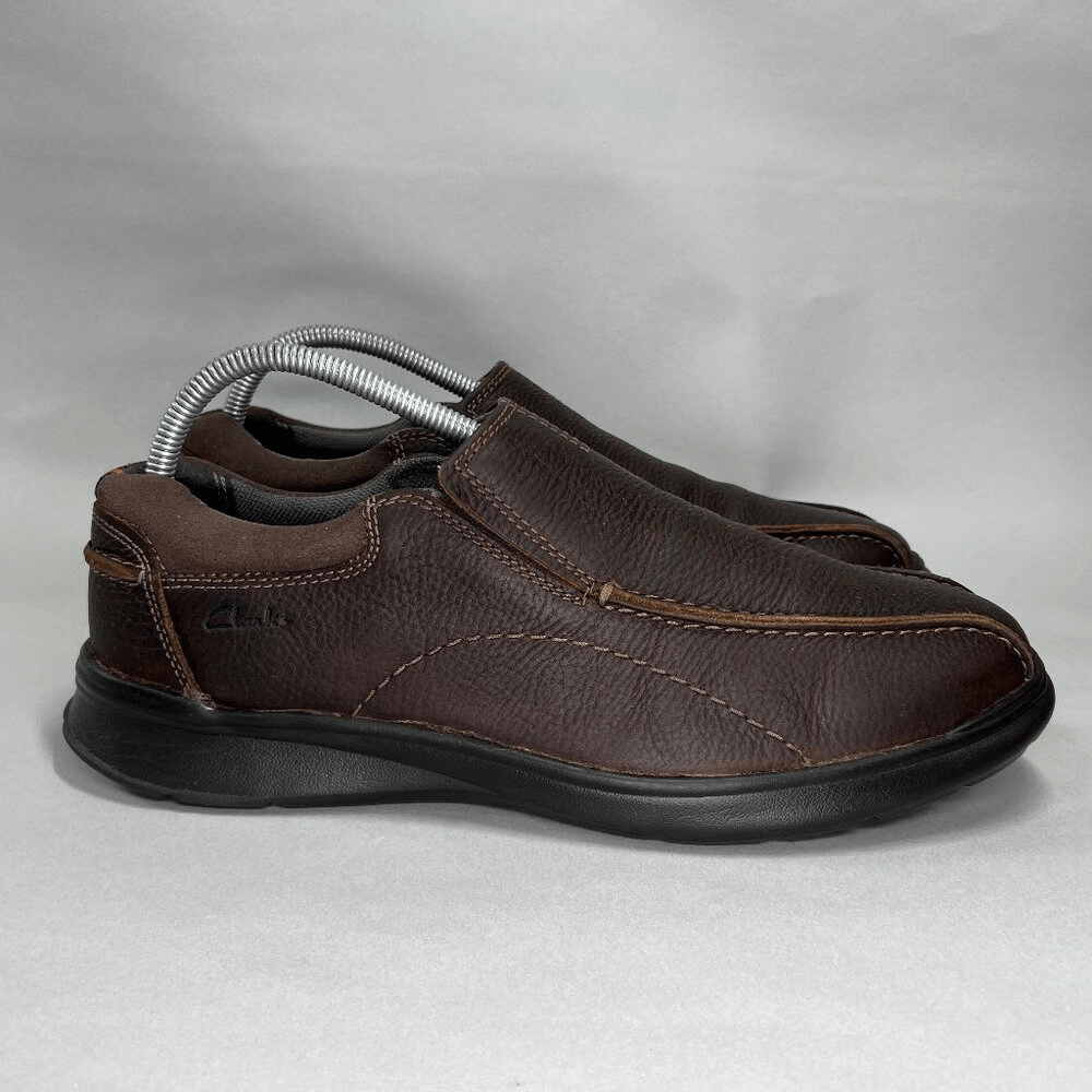 Clarks Men's Size 10W Brown Leather Slip-On Loafers for Casual Comfort-image