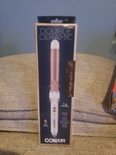 Conair Double Ceramic Curling Wand, 1 Inch Curling Wand, White / Rose Gold