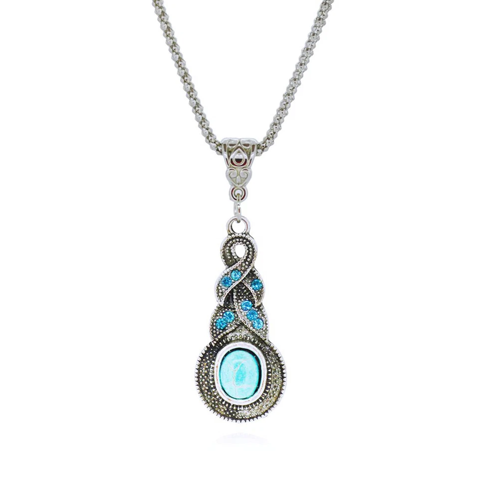 idea regalo Collana donna Turchesi set completo con orecchini argento tibetano - Immagine 2 di 4