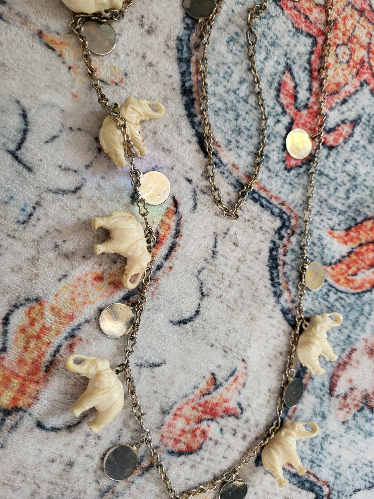 Long, vintage elephant bead statement necklace - image 3