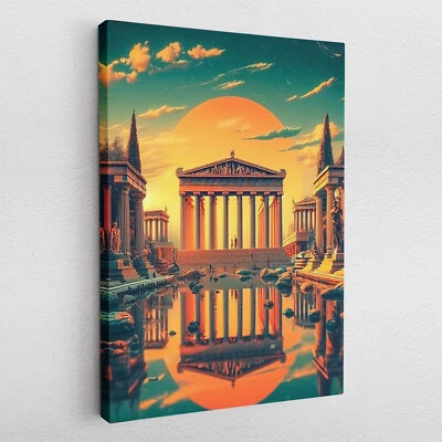 Leinwandbild Poster Acryl Glas Pop-Art Griechische Tempel Athen Antik Landschaft - Bild 1 von 4