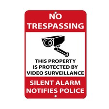Vertical Metal Sign Multiple Sizes Trespassing Property Protected Surveillance C