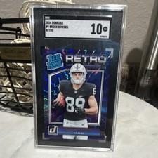 Panini 2024 Donruss Brock Bowers #9 Raiders Rated Rookie Retro SGC 10 Football