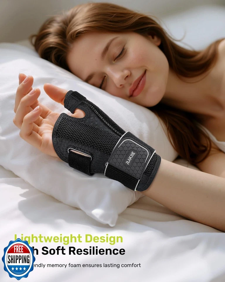 Férula Rakiie Pulgar Spica Mano Derecha, Muñequera Suave Ligera para Carpo Foto 4 de 4