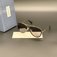 Gucci GG0062S 003 Aviator Sunglasses Black Frame Grey Lens Unisex Ships Today