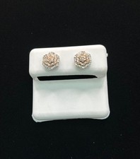 10K Rose & White Gold Diamond Flower Earrings – 0.35CT