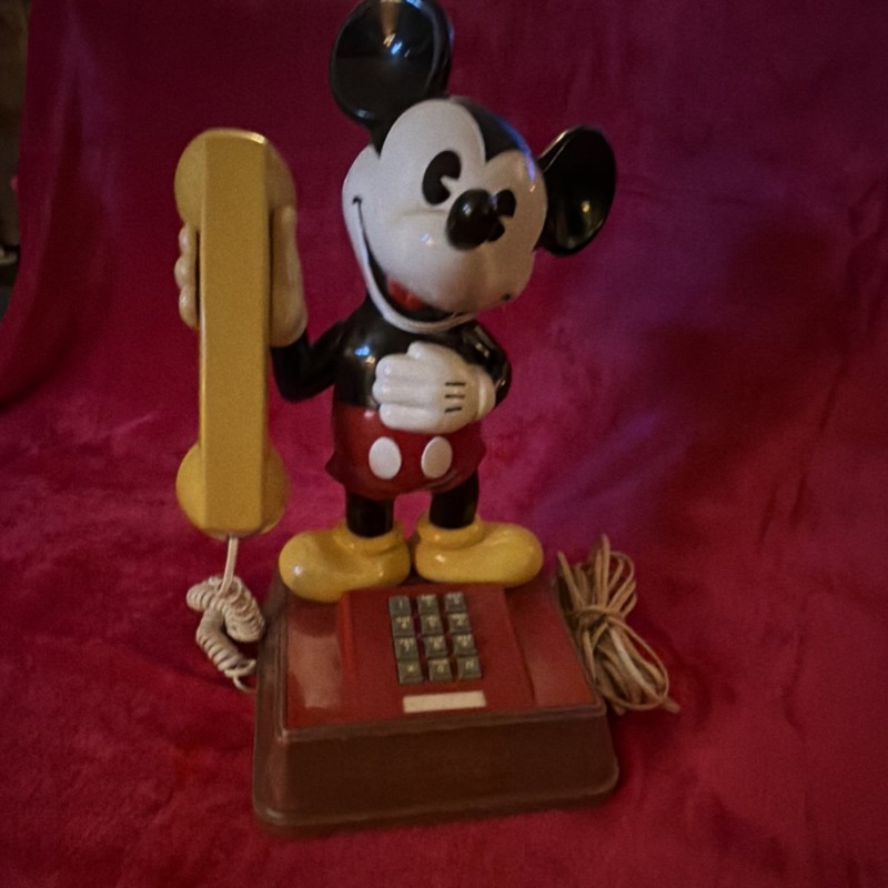 Disney Mickey Mouse Collectible Telephone Red Base Yellow Handset