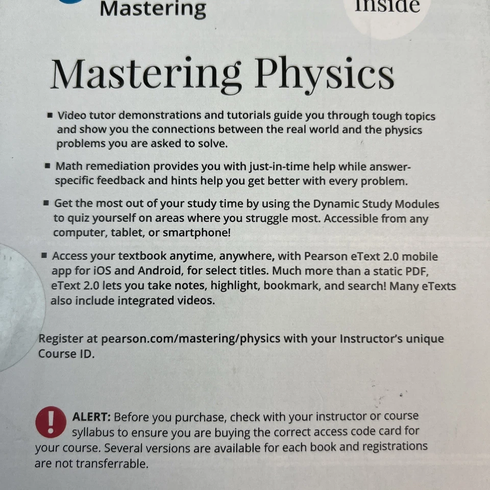 Pearson Mastering Physics College Physics 11/e Student Access Code Sealed - Image 4 of 4