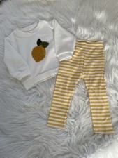 NEU MIT ETIKETT Zitrone Applikation Outfit Lounge Set 6-9M | Süß Sommer Co-ord 🍋