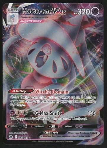 Hatterene VMax 66/159: Crown Zenith Pokemon TCG Near Mint