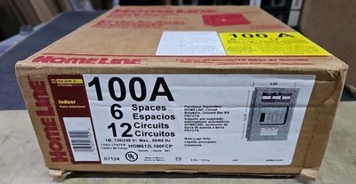 Homeline HOM612L100FCP 100 Amp 6 Space, 12 Circuit Breaker Load Center