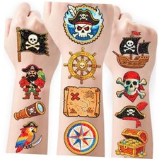 108 Pcs Glitter Pirate Temporary Tattoos for Kids