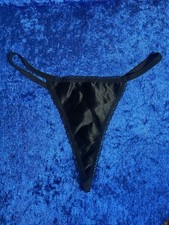 Vintage Classified Panties Shiny Black Gstring Thong Size Large Lingerie