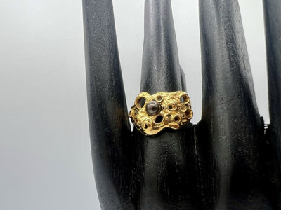 Ocean Coral Nature Inspired Gold Ring Gray Pearl - Roost Collection Closeout