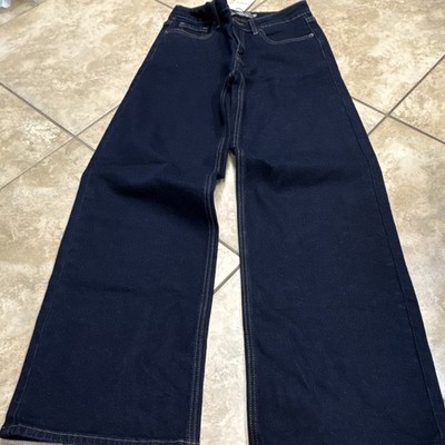 Just USA Women s Dark Wash Wide-Leg Jeans Denim 5-Pocket Zip Button Size 4