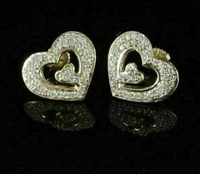 2Ct Round Simulated Diamond Heart Stud Earrings For Baby 14k Yellow Gold Plated