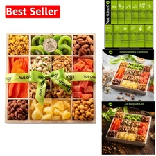 Deluxe Dried Fruit & Mixed Nuts Gift Basket with Reusable Tray - 12 Assortments