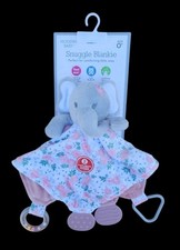   NEW  Modern Baby Security Blanket Lovey With Rattle Teether Toy Pink Elephant