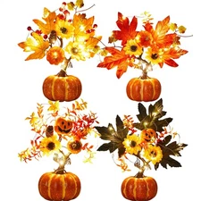 Lighted Artificial Pumpkin Tree Fall Farmhouse Decorations For Home Table 
