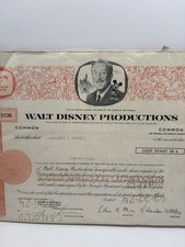 Vtg 1967 Walt Disney Productions Novelty Stock Certificate Collectors Item PA
