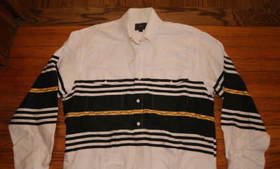 Vintage Roper Western Button Shirt Mens L Rodeo Cowboy Heavy Cotton White Black