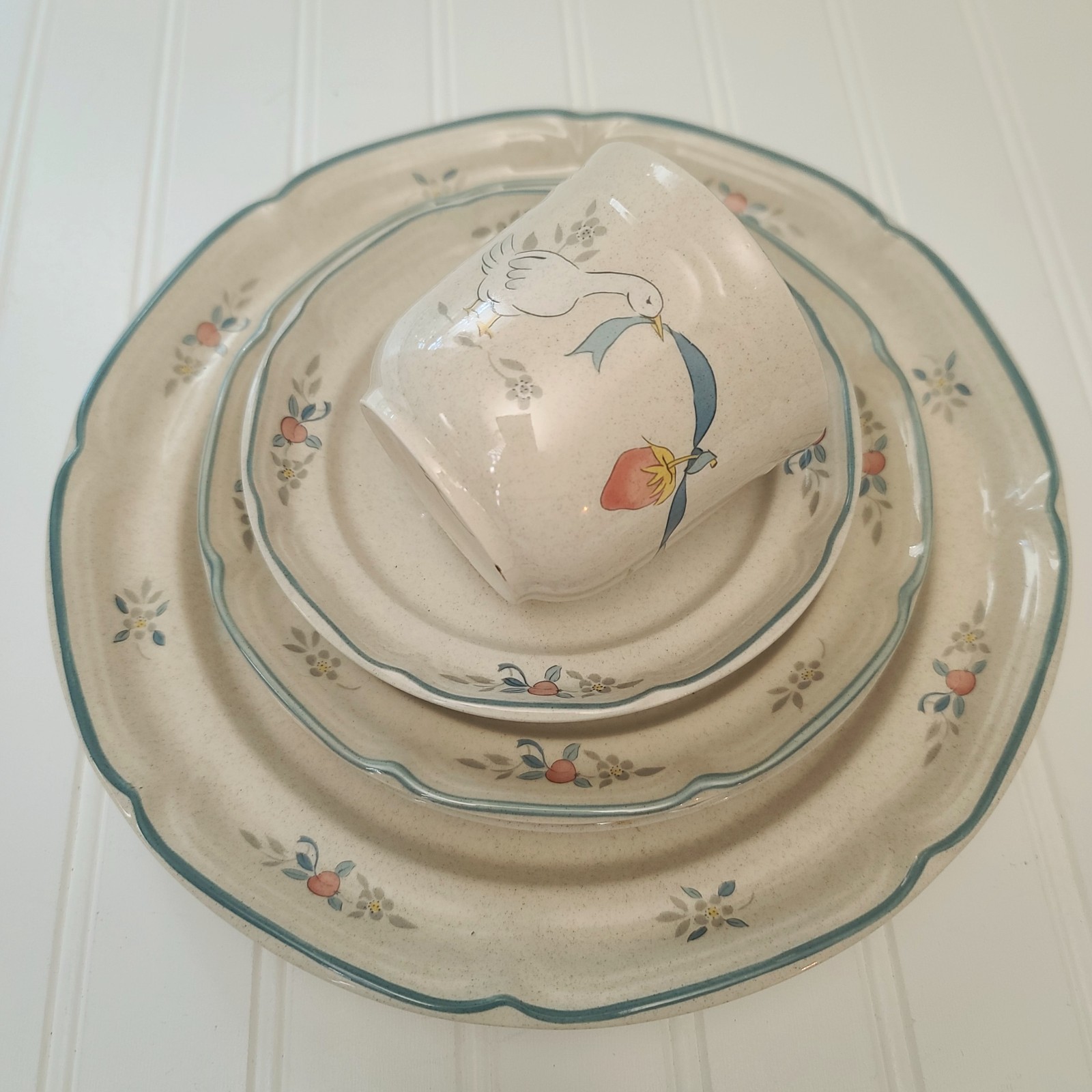 Vintage INTERNATIONAL CHINA Marmalade Geese Goose Duck Country Cottage Dish Set