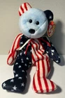 TY Beanie Babies Spangle Teddy Bear Blue Head Vintage w/ Tag 1999