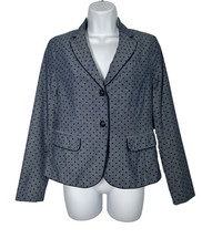 Women s Size 0 GAP Academy Blazer Navy Polka Dot Chambray Preppy Career