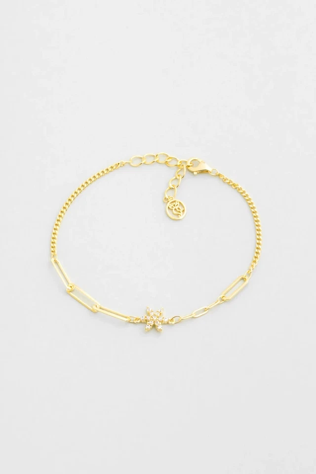 Pulsera hecha a mano personalizada de plata de ley 925 con chapada en oro amarillo de 18 quilates 19 cm Foto 2 de 4