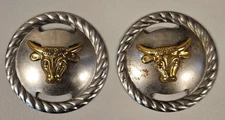Vintage Pin Button Bridle Saddle SteerHead Rosette Brass Stainless Lot Of 2 