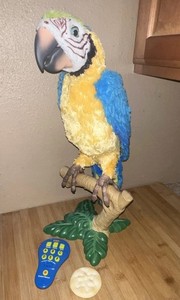 FurReal Friends Squawkers McCaw Talking Parrot Bird Toy Perch Remote & Cracker