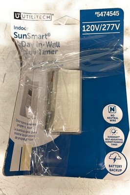 Utilitech SunSmart 7-Day In-Wall Digital Timer, White, 5474545