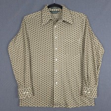 Vintage 70s Van Heusen Splendor Shirt Mens Large Geometric Disco Mod Long Sleeve