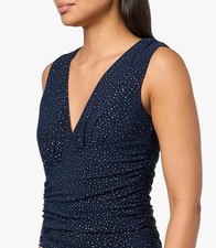 Vince Camuto Women's Sleeveless V-Neck Studded Knit Shirred Dress Size 6