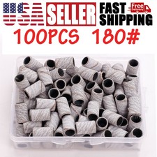 100Pcs Nail Sanding Bands Set Manicure Pedicure Tool Drill Bits 180 Grit US