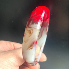 69.5mm (Grade A) Natural Red white Chicken Blood Jade Bangle + Certified 4651