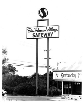 Vintage  Shopping Center Sign San Ramon Village Safeway 1972 - Oignal/Snapshot