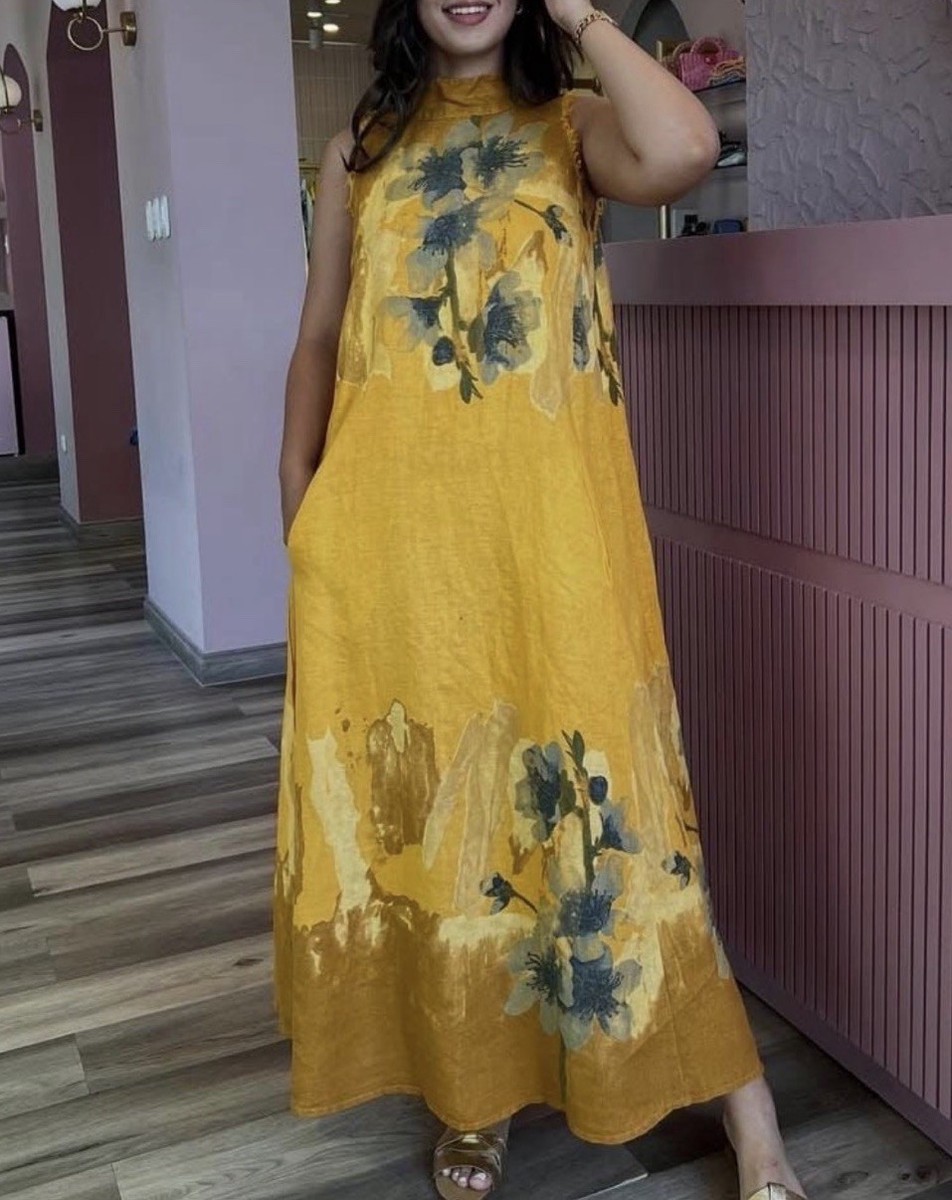 Made In Italy Puro Lino Sleeveless Maxi Linen Dress One Size Color Green Shades | eBay Made In Italy Puro Lino Sleeveless Maxi Linen Dress One Size Color Green Shades | eBay