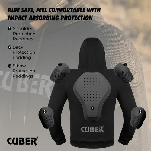 CUBER ARMORED MOTORCYCLE HOODIE SWEATSHIRT FOR MEN & WOMEN POWERSPORT image 5