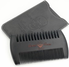 Black Wooden Beard comb for Men with Travel Case Small Pocket Size, Nature
