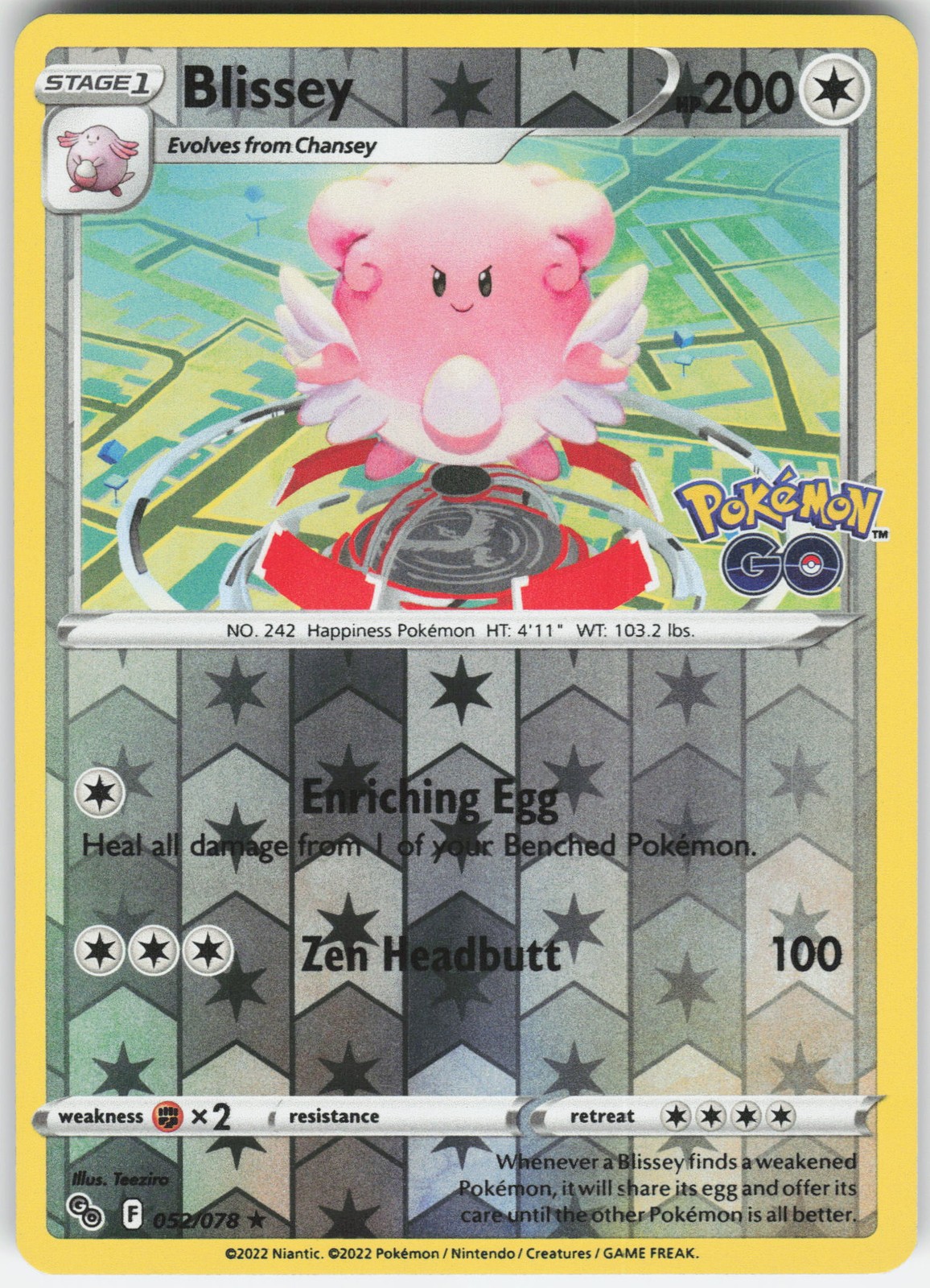 Blissey Holo Rare Pokemon GO 052/078 LP-NM Reverse Holo