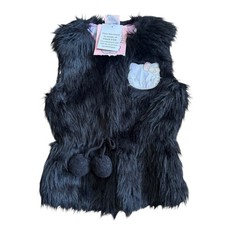 NEW Hello Kitty Sanrio Girls Vest Size XS Lined Black Faux Fur