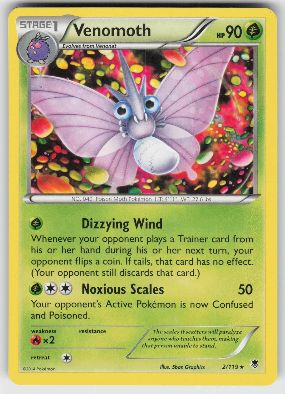 Venomoth XY - Phantom Forces 2/119 Rare LP Pokemon